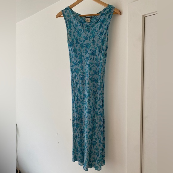 Diane Kroe Turquoise Blue Floral Summer Dress - Picture 1 of 3